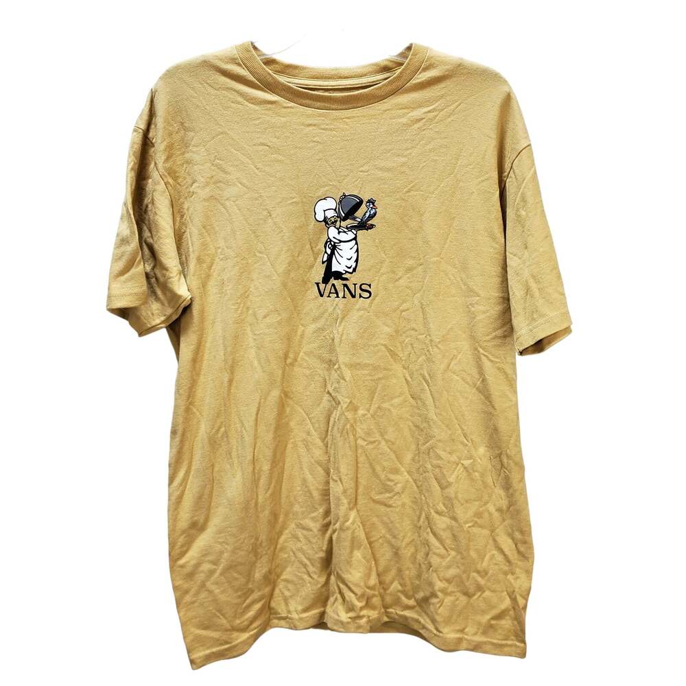 Vans Shirt Mens Medium Tee Order Up Classic Fit T-Shirt Taupe Crew Neck Top